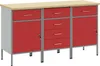 Banco da lavoro con cassetti, 3 pezzi, rosso e grigio, 150 Anteprima dell’immagine prodotto 1