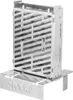 A stainless steel grill with a patterned front and a base with the brand name. Produktbild-Vorschau
