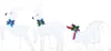 Three white LED reindeer and a sleigh decorated with bows and holly. Podgląd zdjęcia produktu