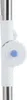 A close-up view of a white plastic adjustment mechanism with a blue button on a silver metal pole. Anteprima dell’immagine prodotto