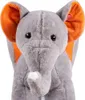 A close-up frontal view of a plush elephant toy. Voir les images du produit