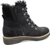 A black leather boot with fur trim, shown from the side. Anteprima dell’immagine prodotto