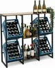 A multi-tiered metal and wood shelf unit holding numerous bottles of wine and other beverages in blue plastic crates. Produktbild-Vorschau