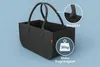 A dark gray felt basket with handles is shown against a light blue background. Callouts highlight reinforced handles and a 30 kg weight capacity. Náhled obrázku produktu