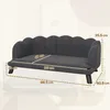 A dark gray dog couch with dimensions indicated by dashed lines and measurements. Náhled obrázku produktu