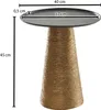 A side view of a decorative side table with dimensions indicated. Náhled obrázku produktu