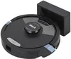 A black robot vacuum cleaner with a charging dock. Produktbild-Vorschau