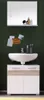 A bathroom vanity with a sink and mirror. Anteprima dell’immagine prodotto