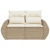 Design Gartensofa mit Kissen 2-Sitzer Beige Poly Rattan, Produktbild-Vorschau 4