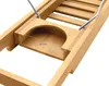 A close-up view of a wooden bathtub tray with a measurement indicator. Produktbild-Vorschau