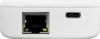 The image shows the back or side of a white electronic device, likely a network bridge or gateway, with two ports: an Ethernet port and a USB-C port. Produktbild-Vorschau