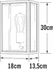 A line drawing of an outdoor wall light with dimensions indicated. Produktbild-Vorschau