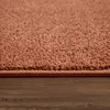 A close-up view of a textured rug with a brown wooden floor. Produktbild-Vorschau
