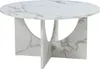 A round coffee table with a marble-like pattern on a white background. Voir les images du produit