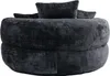 A dark gray, plush beanbag chair with three cushions. Podgląd zdjęcia produktu