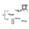 A collection of wall-mounted cat shelves and accessories arranged against a white background. Náhled obrázku produktu