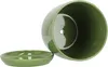 A green ceramic plant pot and its matching saucer are shown against a white background. Náhled obrázku produktu