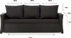 A diagram showing the dimensions of a black sofa cushion set. Anteprima dell’immagine prodotto