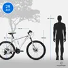 A diagram showing a bicycle with dimensions and a silhouette of a person for size comparison. Produktbild-Vorschau