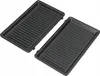 Two black grill plates for a sandwich maker, shown open and angled on a white background. Podgląd zdjęcia produktu