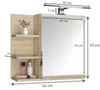 Specchiera 60x50 rovere Sonoma, mobile bagno con ripiani, Anteprima dell’immagine prodotto 3