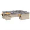 10-tlg. Garten-Sofagarnitur mit Kissen Beige Poly Rattan Produktbild-Vorschau 1