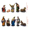 XL Weihnachtskrippe Figuren Set - 10-teilig - Krippen Stall Produktbild-Vorschau 2