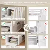 A collage of images comparing different features of a white wooden bunk bed with storage. Anteprima dell’immagine prodotto