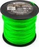 A spool of bright green trimmer line on a black spool, with product information printed on a label on the spool. Náhled obrázku produktu