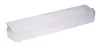A clear plastic refrigerator shelf is shown on a white background. Voir les images du produit