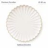 8er-Set Premium Porzellan Speiseteller Ø20 cm – Elegantes Wellendesign mit edlem Goldrand Produktbild-Vorschau