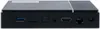 The back panel of a black media streaming box is shown against a white background. Produktbild-Vorschau