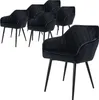 A set of black dining chairs with armrests and quilted velvet upholstery, displayed against a white background. Produktbild-Vorschau