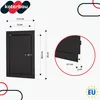 Diagram showing the dimensions of a black metal door with measurement callouts and a close-up view of the door's edge. Náhled obrázku produktu