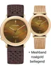Two Citizen watches are shown, one with a brown fabric strap and another with a rose gold mesh band. Text indicates the mesh band is included. Produktbild-Vorschau