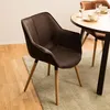 home24 Armlehnenstuhl - Microfaser / Eiche Massiv Produktbild-Vorschau 3