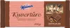 A Manner Kuvertüre chocolate bar wrapper with an illustration of a historical bakery scene. Produktbild-Vorschau