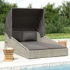 vidaXL Sonnenliege mit Faltdach Grau 200x114x128 cm Poly Produktbild-Vorschau 2