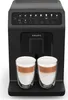 A black KRUPS automatic espresso and cappuccino machine with two glasses of latte macchiato in front of it. Voir les images du produit