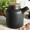 HOMLA POLINE, konvička s víkem z akácie, černá, objem 1,5 l Náhled obrázku produktu 2