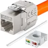 A close-up product shot of a network connector and accessories on a white background. Produktbild-Vorschau