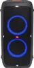 A black JBL PartyBox 310 speaker with blue LED lights. Produktbild-Vorschau