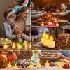 A collage of images showing LED tea lights used in various festive and decorative settings, including Easter egg decorating, a family dinner, and Christmas table decor. Produktbild-Vorschau