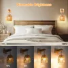 1x lampada da parete in rattan da interno senza fili boho Anteprima dell’immagine prodotto 5
