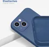 Close-up of a blue iPhone case, showing the camera cutout and the interior texture. Produktbild-Vorschau