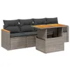 5-tlg. Garten-Sofagarnitur mit Kissen Grau Poly Rattan Produktbild-Vorschau 1
