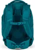 The back of a teal backpack is shown against a white background. Podgląd zdjęcia produktu