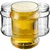 Three glass jars, one filled with beer, are arranged on a white background. Anteprima dell’immagine prodotto