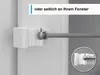 Close-up of a window curtain rod mounting bracket and rod, with a smaller inset image showing a detail of the bracket. Produktbild-Vorschau