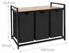 Relaxdays Wäschesammler mit 3 Wäschesäcke, 150 L, Holzoptik Produktbild-Vorschau 4